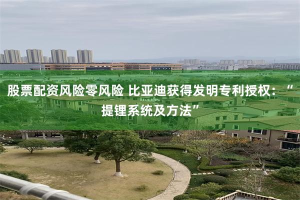 股票配资风险零风险 比亚迪获得发明专利授权：“提锂系统及方法”