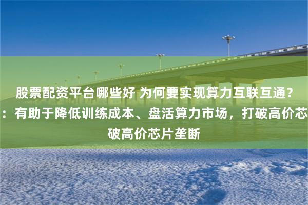 股票配资平台哪些好 为何要实现算力互联互通？项立刚：有助于降低训练成本、盘活算力市场，打破高价芯片垄断