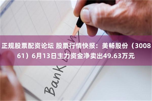 正规股票配资论坛 股票行情快报：美畅股份（300861）6月13日主力资金净卖出49.63万元
